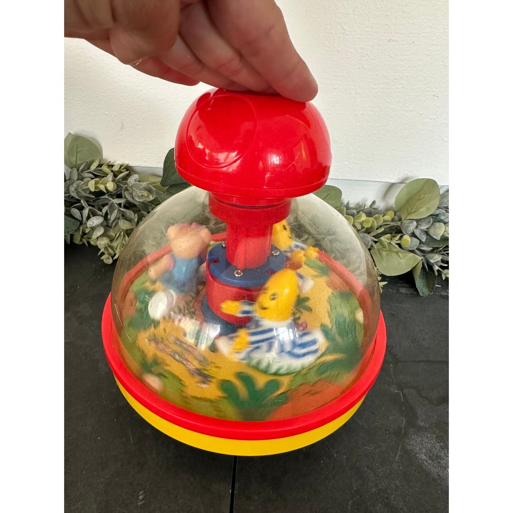 Vintage 90's Bananas‎ In Pajamas Push N Spin spinning top preschool toy